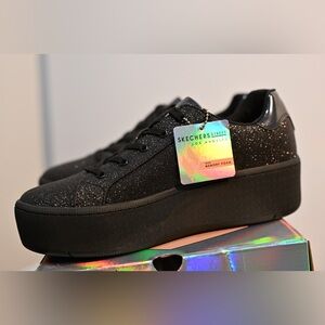 Skechers Black Sparkle Platform Sneakers